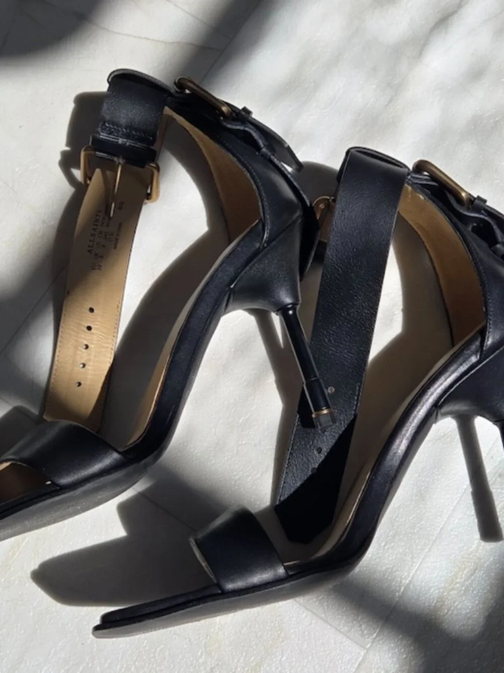 NEW! All Saints Noir Leather Sandals - Black